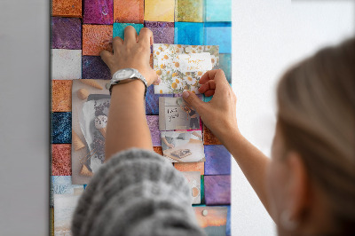 Memo bord Kleurrijke houten kubussen