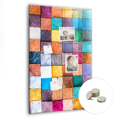 Memo bord Kleurrijke houten kubussen