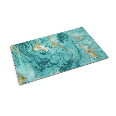 Schoonloopmat Turquoise marmer