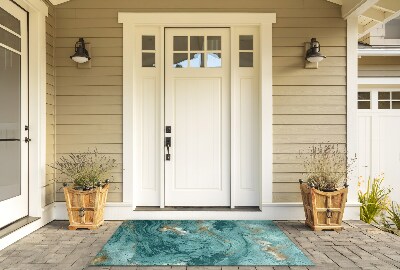 Schoonloopmat Turquoise marmer