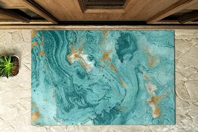 Schoonloopmat Turquoise marmer