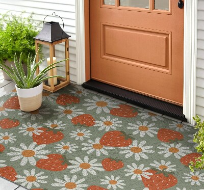 Deurmat voor buiten Madeliefjes en aardbeien