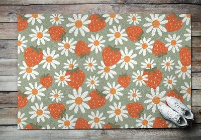 Deurmat voor buiten Madeliefjes en aardbeien