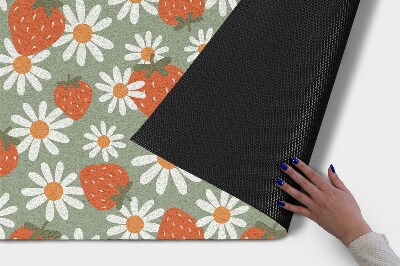 Deurmat voor buiten Madeliefjes en aardbeien