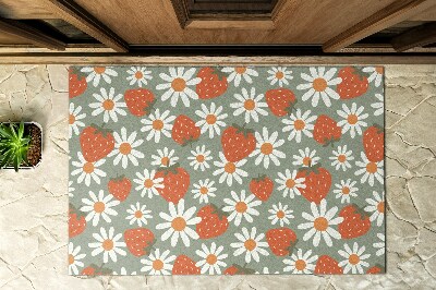Deurmat voor buiten Madeliefjes en aardbeien