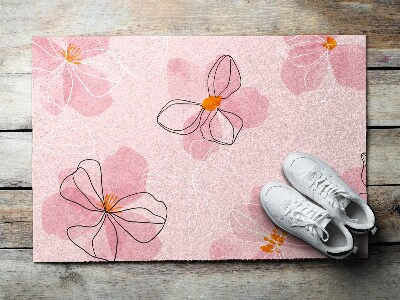 Buiten deurmat Roze bloemen