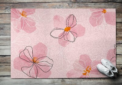 Buiten deurmat Roze bloemen