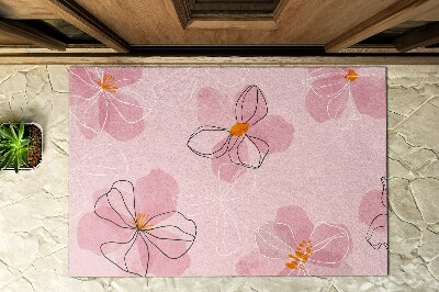 Buiten deurmat Roze bloemen