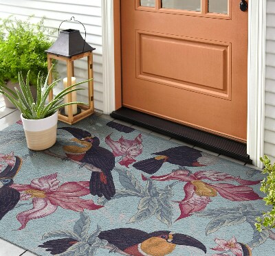 Deurmat voor buiten Toekans tussen de bloemen