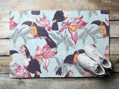 Deurmat voor buiten Toekans tussen de bloemen