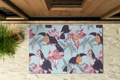 Deurmat voor buiten Toekans tussen de bloemen