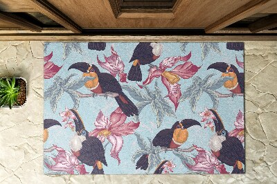 Deurmat voor buiten Toekans tussen de bloemen