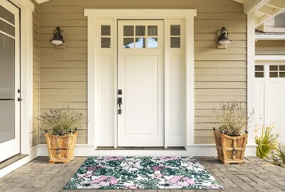 Deurmat voor buiten Monstera en bloemen