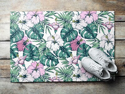 Deurmat voor buiten Monstera en bloemen