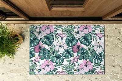Deurmat voor buiten Monstera en bloemen
