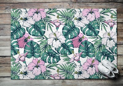 Deurmat voor buiten Monstera en bloemen