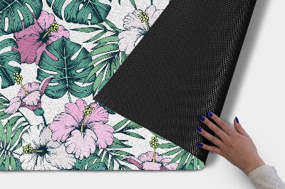 Deurmat voor buiten Monstera en bloemen