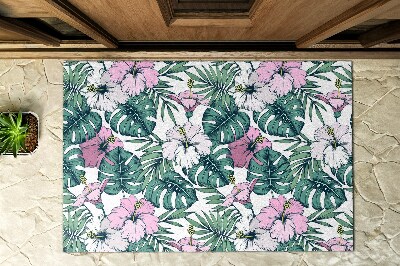 Deurmat voor buiten Monstera en bloemen