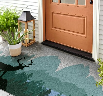 Buiten deurmat Boslandschap met herten