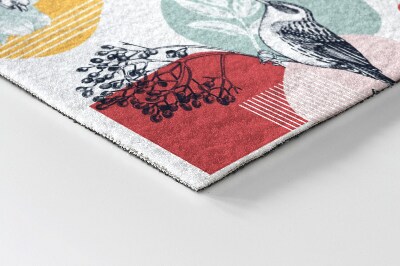 Deurmat voor buiten Vogels en bloemenpatroon