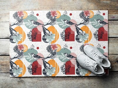 Deurmat voor buiten Vogels en bloemenpatroon