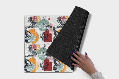 Deurmat voor buiten Vogels en bloemenpatroon