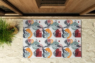 Deurmat voor buiten Vogels en bloemenpatroon