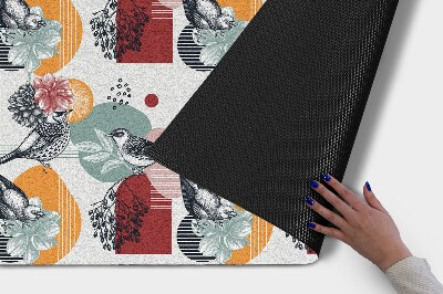 Deurmat voor buiten Vogels en bloemenpatroon