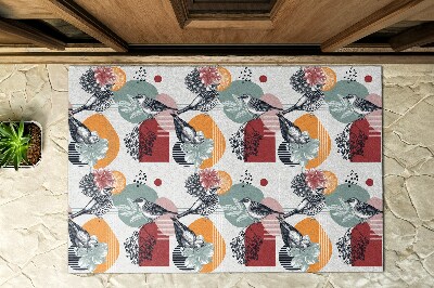Deurmat voor buiten Vogels en bloemenpatroon