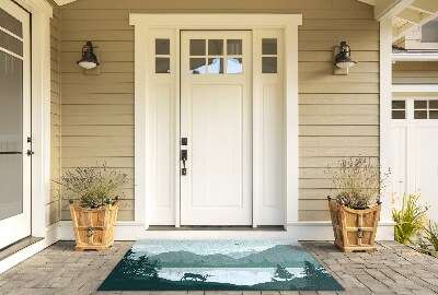 Schoonloopmat Hert met bergen op de achtergrond