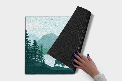 Schoonloopmat Hert met bergen op de achtergrond