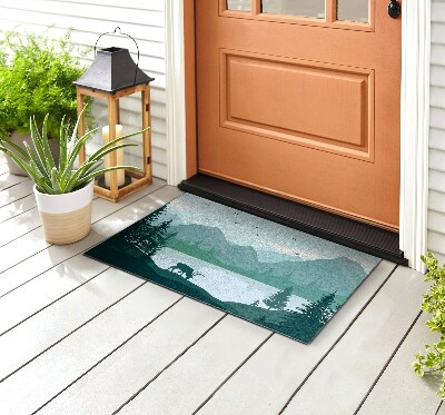 Schoonloopmat Hert met bergen op de achtergrond