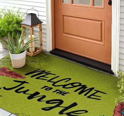 Deurmat voor buiten Welkom in de jungle-inscriptie