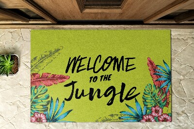 Deurmat voor buiten Welkom in de jungle-inscriptie