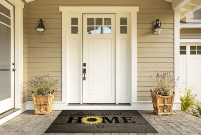 Deurmat voor buiten Zonnebloem op hout