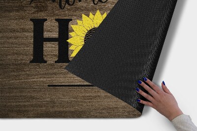 Deurmat voor buiten Zonnebloem op hout