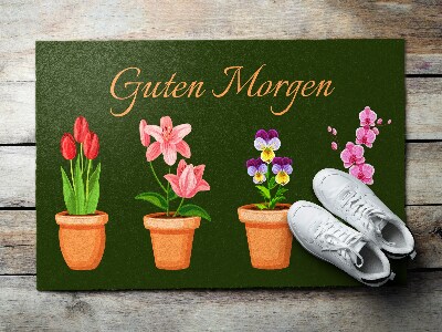 Buiten deurmat Bloemen in een pot