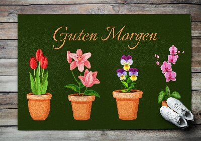 Buiten deurmat Bloemen in een pot