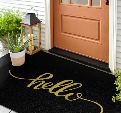 Buiten deurmat Het opschrift Hallo