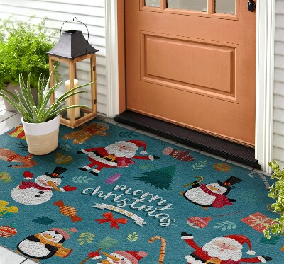 Deurmat De Kerstman en de sneeuwpop