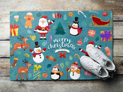 Deurmat De Kerstman en de sneeuwpop