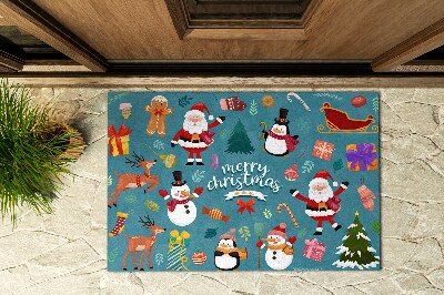 Deurmat De Kerstman en de sneeuwpop