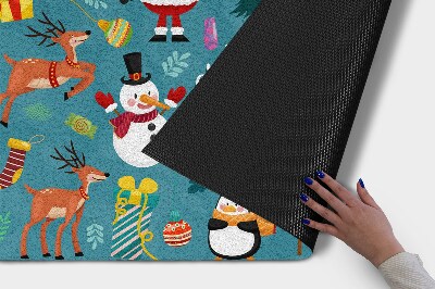 Deurmat De Kerstman en de sneeuwpop