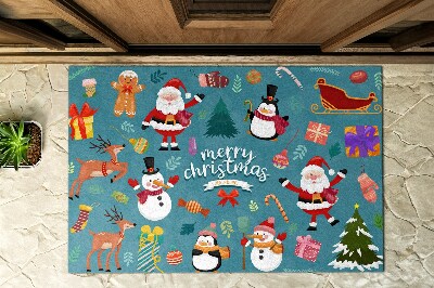 Deurmat De Kerstman en de sneeuwpop