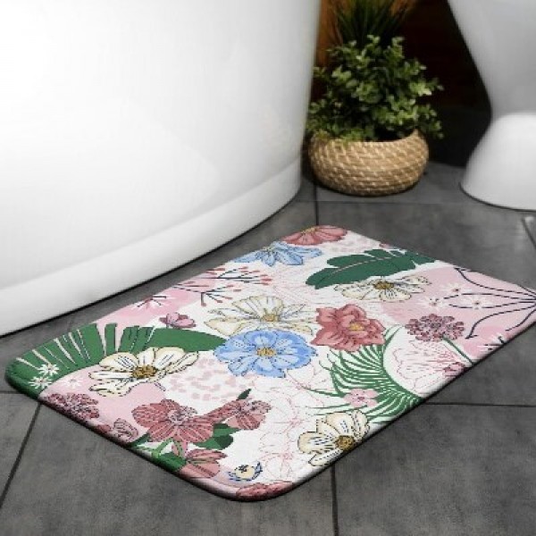 Badkamermatten met bloemen en planten 